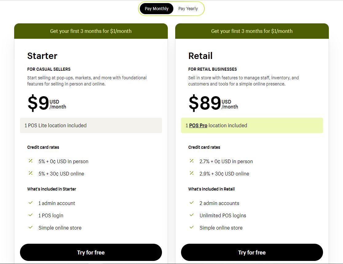 an image of shopify POS pricing