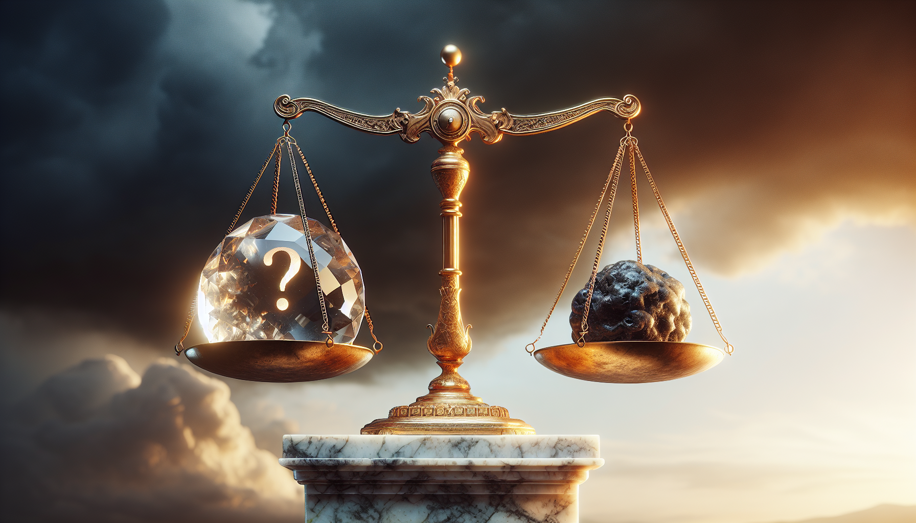 A scale tipping between 'Legit' and 'Scam' representing the debate around Thrive MLM